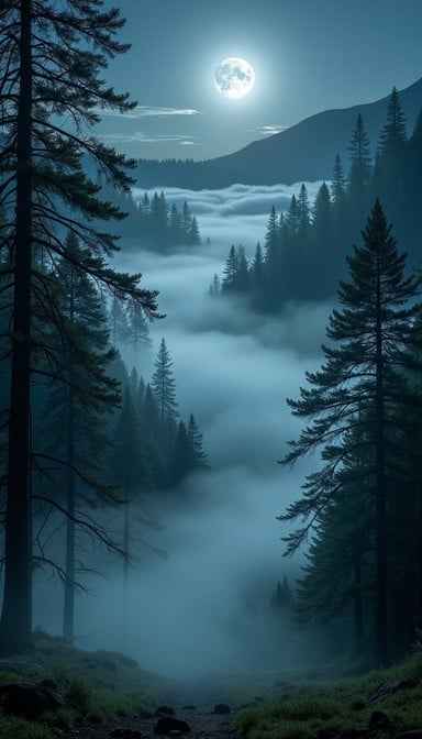 Moonlit Forest Mist