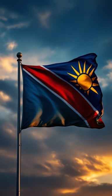 Namibian Flag Sunset Namibian Flag Sunset