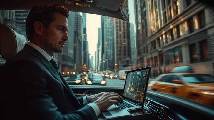 Businessman in car