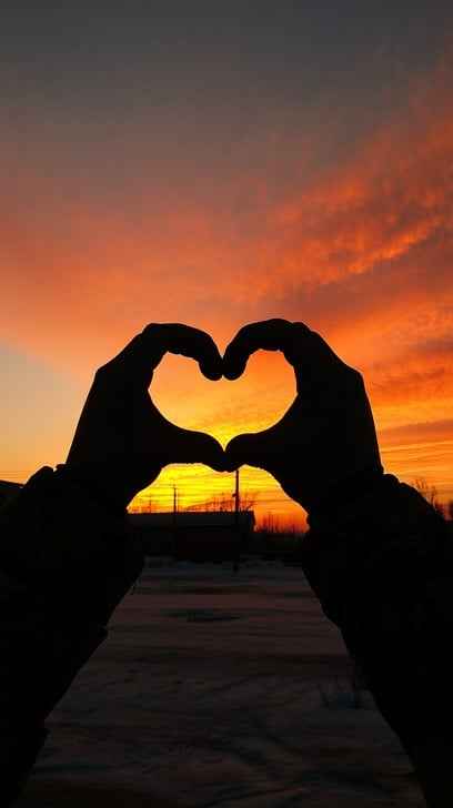 Sunset Heart Hands Sunset Heart Hands