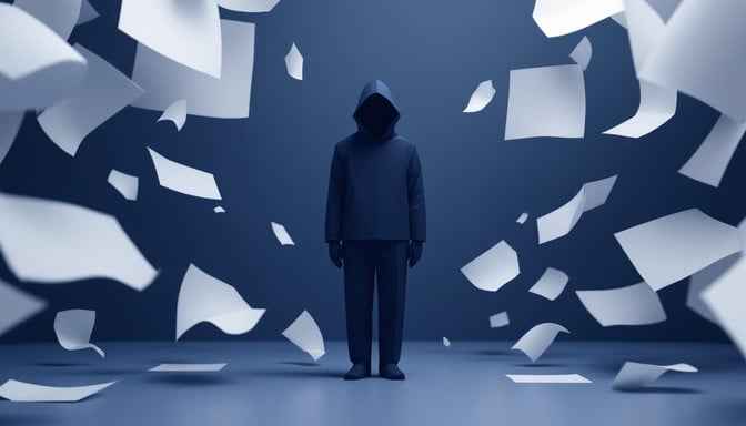 Papers Surround Silhouette