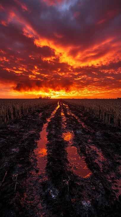 Fiery Sunset Reflections