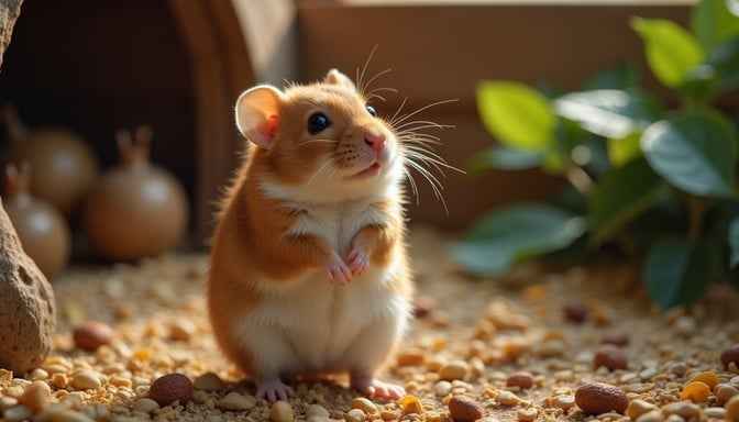 Curious golden hamster