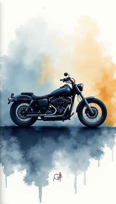 Misty Motorcycle Silhouette