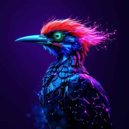 Neon Cyber Woodpecker