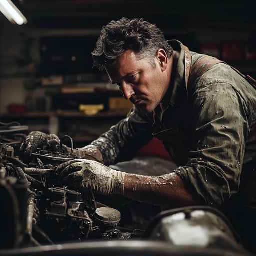 Mechanic fixing car