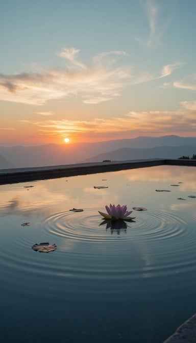 Sunset Lotus Ripples