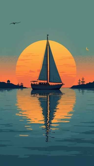 Sunset Sailing Silhouette Sunset Sailing Silhouette