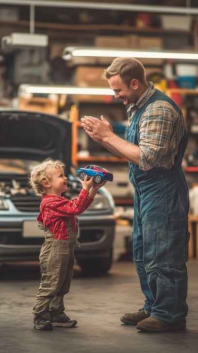 Father-son bonding time Father-son bonding time