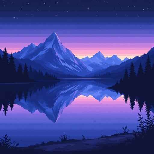 Pixelated Mountain Reflection