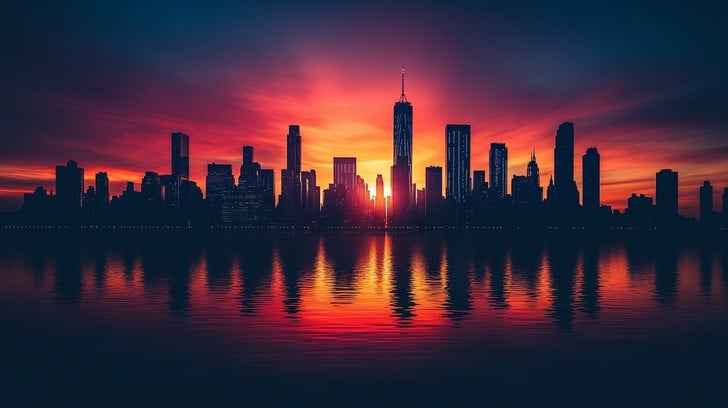 Sunset city skyline Sunset city skyline