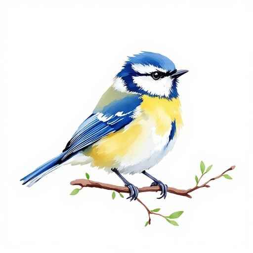 Watercolor Blue Tit Watercolor Blue Tit