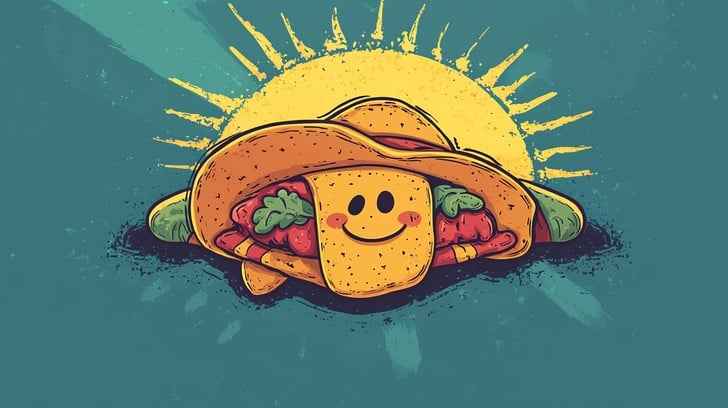 Smiling Taco Cartoon