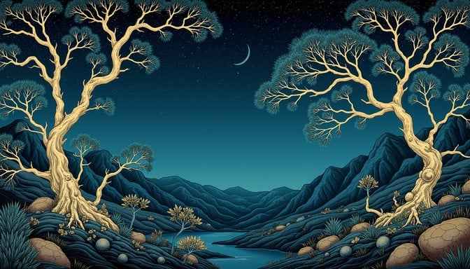 Golden Midnight Trees