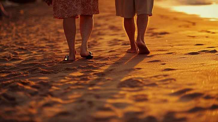 Sunset beach walk