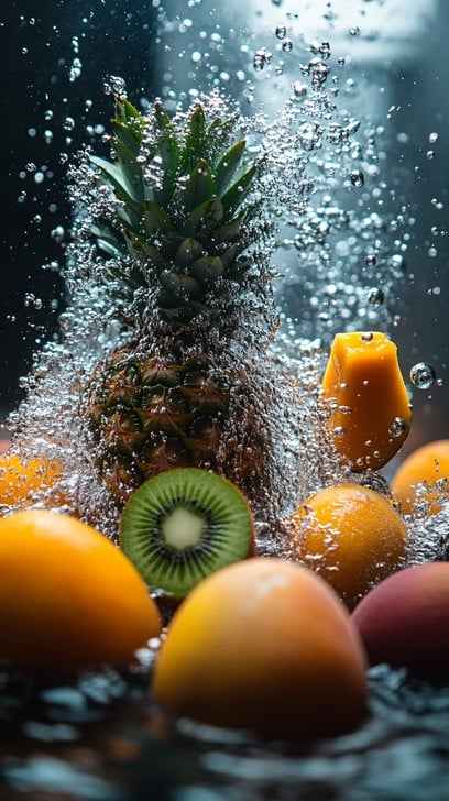 Fruits Splashing Water Fruits Splashing Water