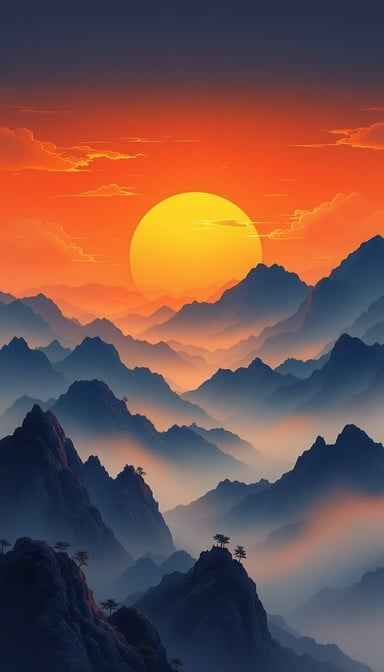 Misty Mountain Sunset