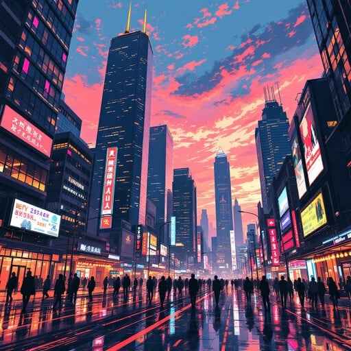 Neon City Sunset