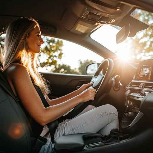 Driving at sunset Driving at sunset