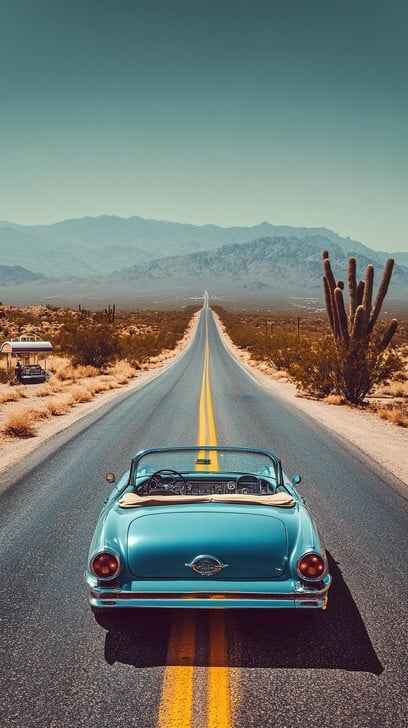 Vintage car traveling Vintage car traveling