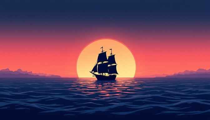 Sunset Ship Silhouette Sunset Ship Silhouette