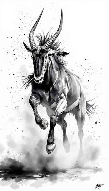 Leaping Wildebeest Art