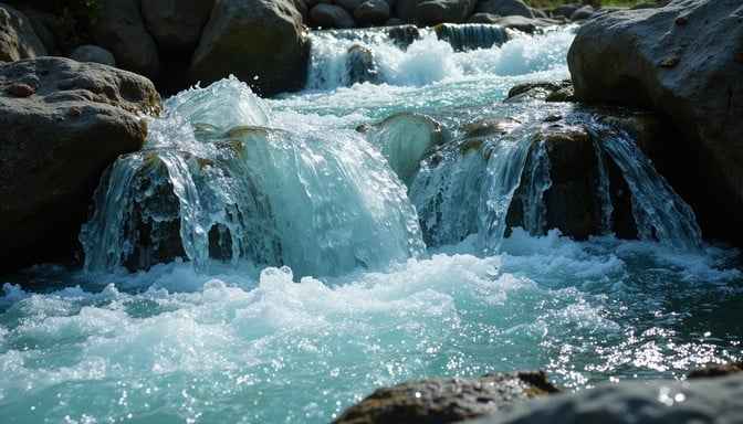 Cascading Cyan Waters