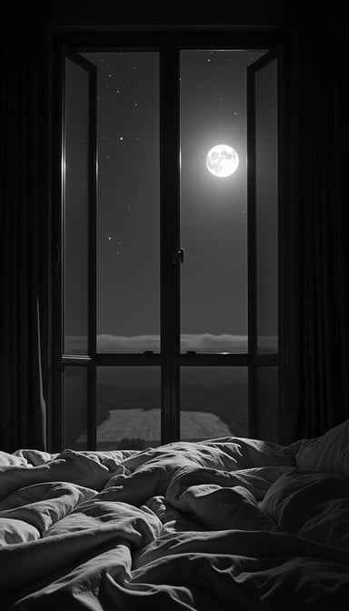Moonlit bedroom window Moonlit bedroom window