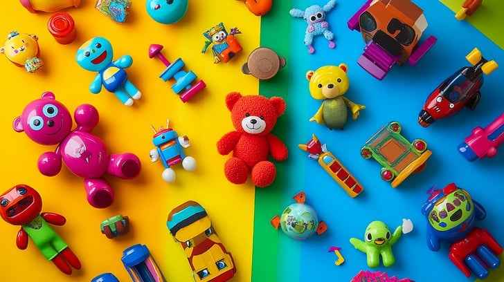 Colorful toy assortment