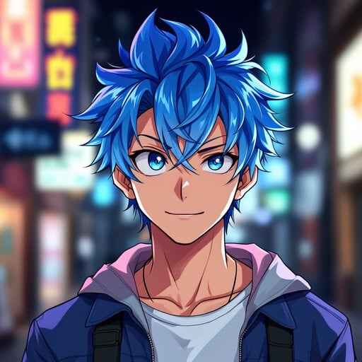 Blue-Haired Anime Boy Blue-Haired Anime Boy