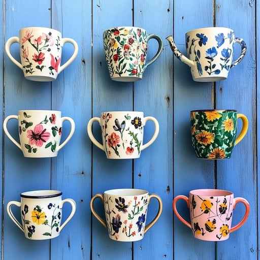 Colorful floral mugs Colorful floral mugs