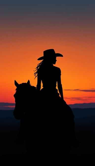 Sunset Cowgirl Silhouette