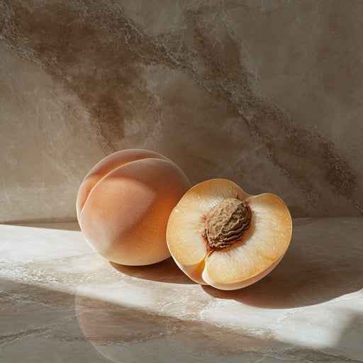 Ripe peach halves Ripe peach halves