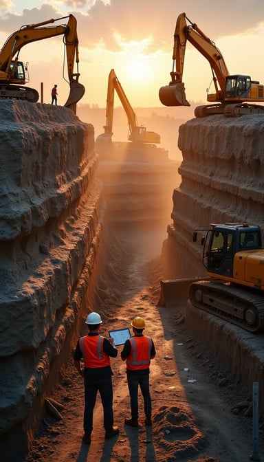 Excavation at sunset Excavation at sunset