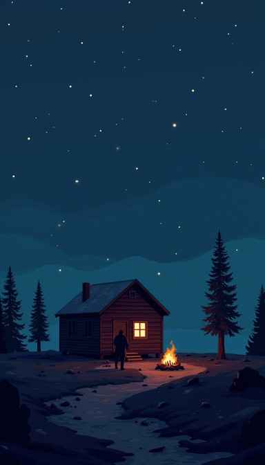 Solitary Winter Cabin