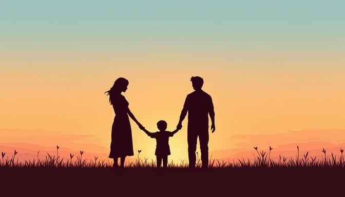 Family Sunset Silhouette Family Sunset Silhouette