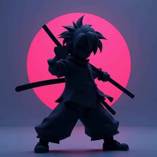 Neon Warrior Silhouette