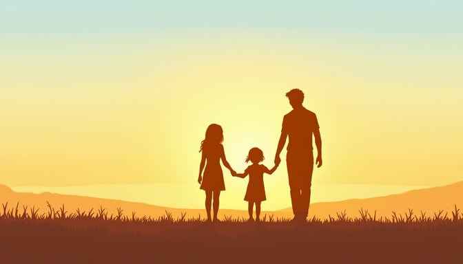 Family Sunset Silhouette