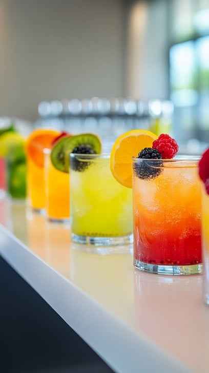 Colorful cocktail lineup Colorful cocktail lineup