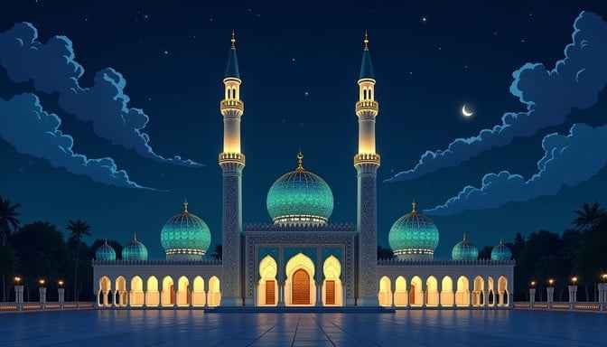 Illuminated Mosque Night
