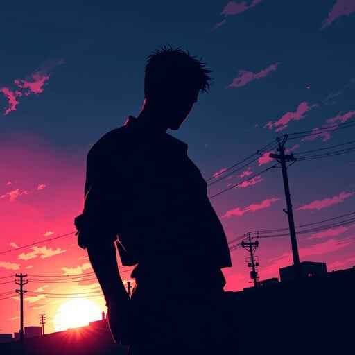 Sunset Anime Silhouette
