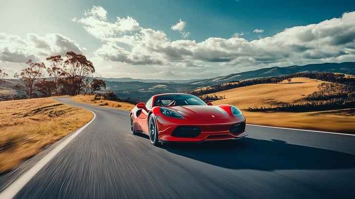 Speeding red car Speeding red car