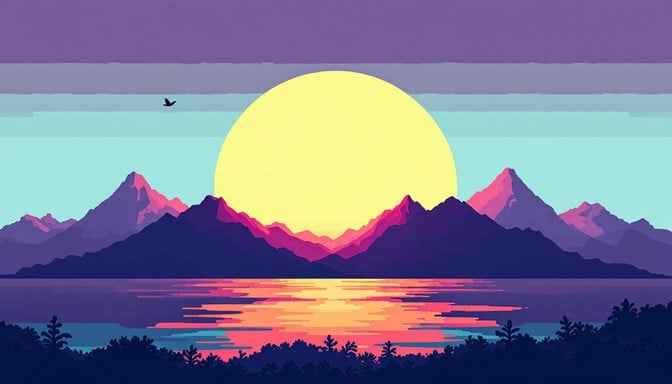 Pixel Mountain Sunset