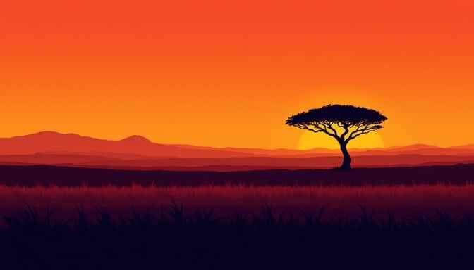 African Sunset Silhouette