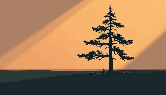 Sunset Pine Silhouette