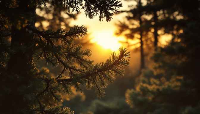 Sunlit Pine Forest