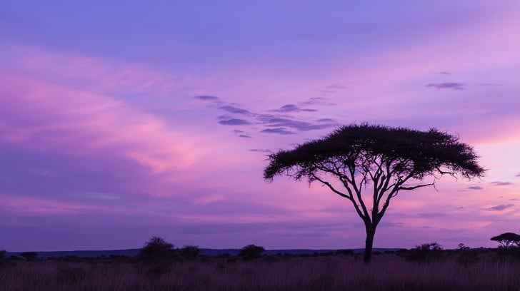 Sunset, tree, savannah