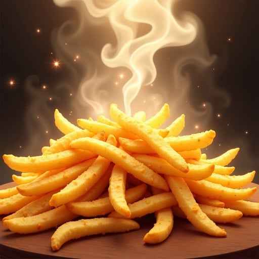 Steaming Golden Fries Steaming Golden Fries