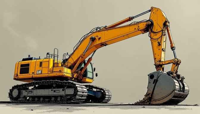 Powerful Yellow Excavator Powerful Yellow Excavator